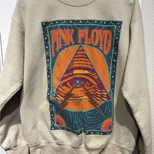 Pink Floyd Beige Crewneck with Vibrant Psychedelic Graphic